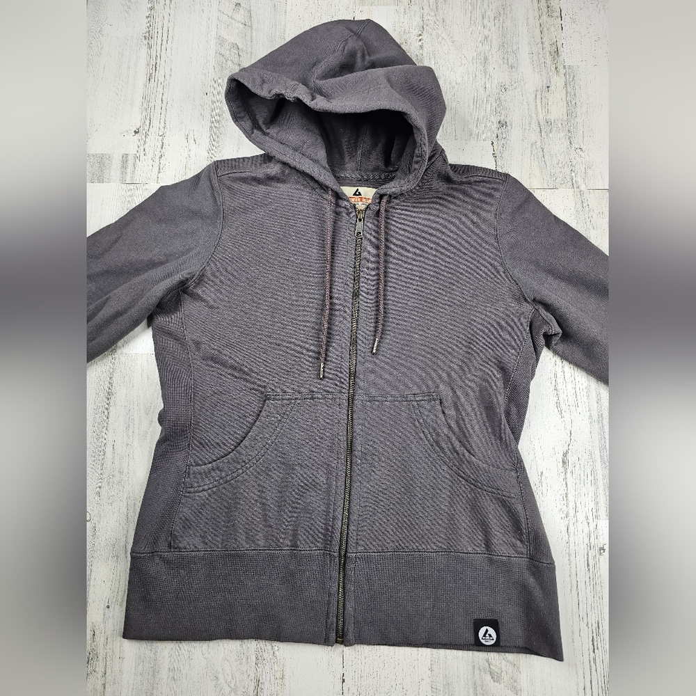 American Giant Full Zip Heavyweight Gray Hoodie Women's Size L Made In USA
